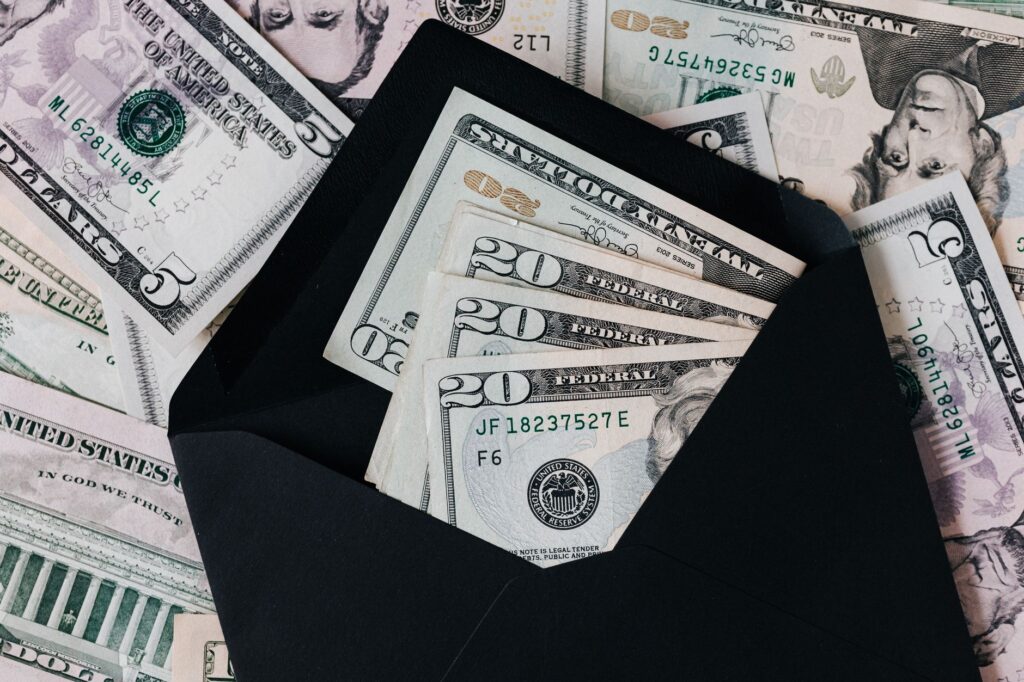 Labeled cash envelopes for budgeting categories