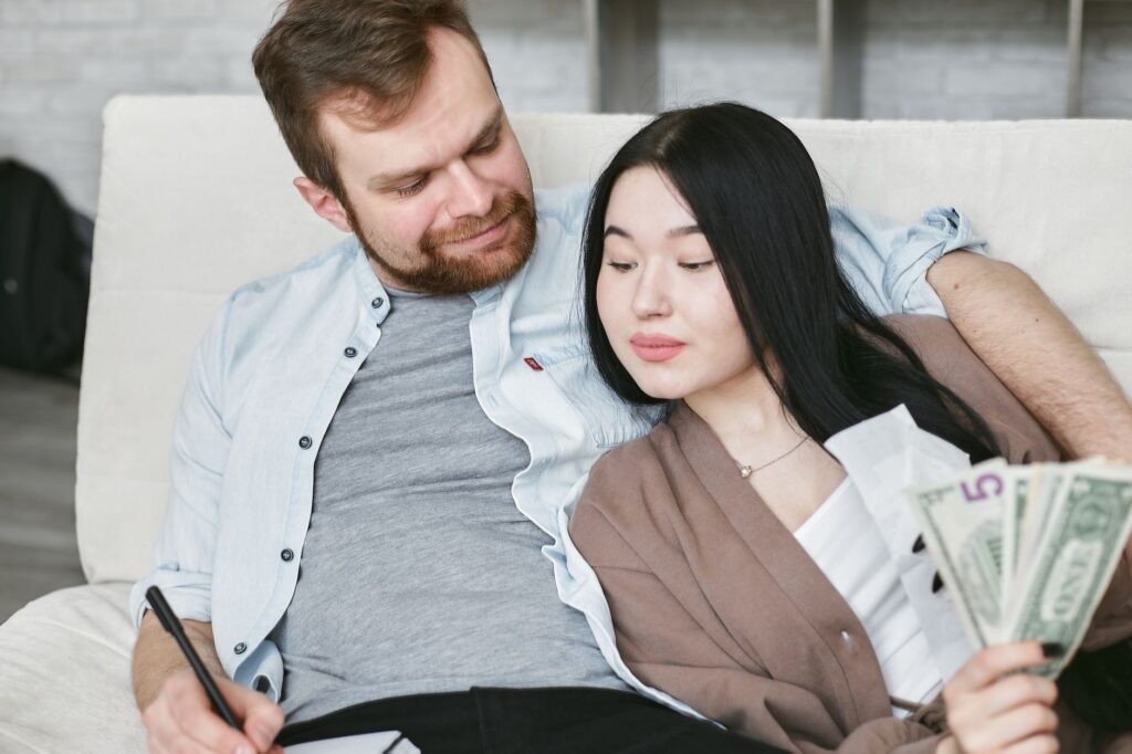 A couple planning their budget together