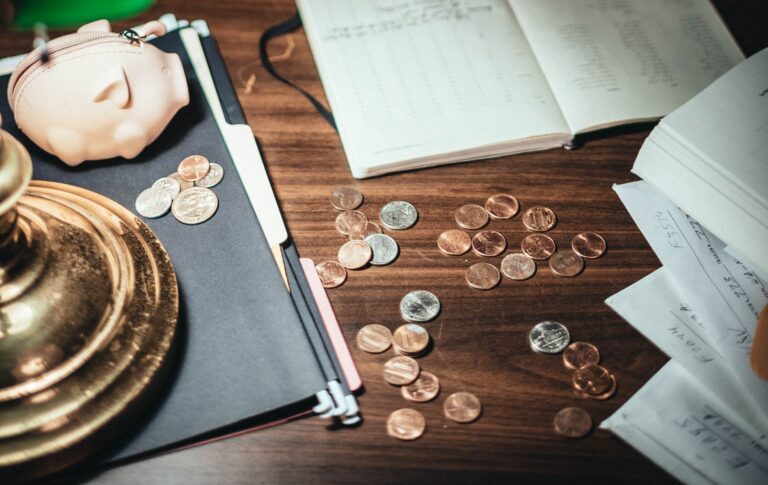 Free budget printables and planner templates on a desk