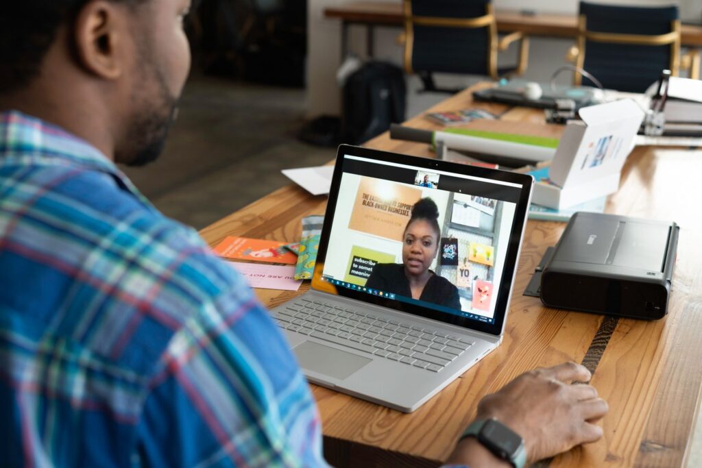 Remote professional on a video call