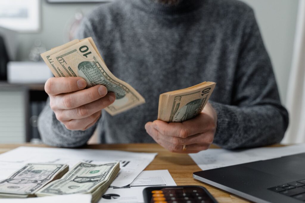 counting and organizing cash for envelope budgeting system