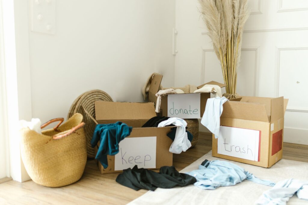 Items being sorted and packed to sell for extra cash